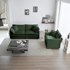 3 Piece Chenille Sofa Set with Arm Pillows and Toss Pillows, Include 2- Piece Armchairs and One 2-seat Sofa