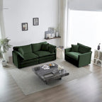 3 Piece Chenille Sofa Set with Arm Pillows and Toss Pillows, Include 2- Piece Armchairs and One 2-seat Sofa