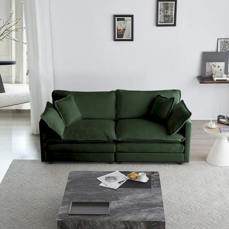 3 Piece Chenille Sofa Set with Arm Pillows and Toss Pillows, Include 2- Piece Armchairs and One 2-seat Sofa