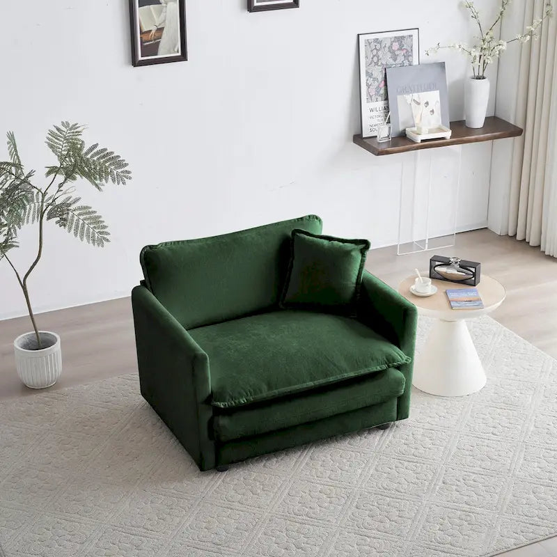 3 Piece Chenille Sofa Set with Arm Pillows and Toss Pillows, Include 2- Piece Armchairs and One 2-seat Sofa