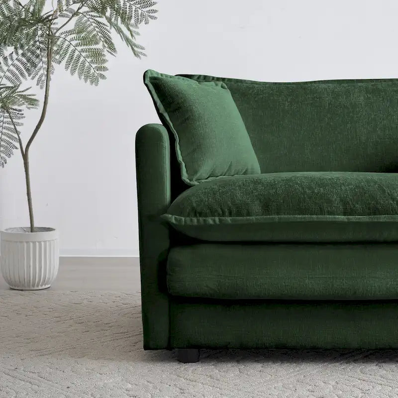 3 Piece Chenille Sofa Set with Arm Pillows and Toss Pillows, Include 2- Piece Armchairs and One 2-seat Sofa