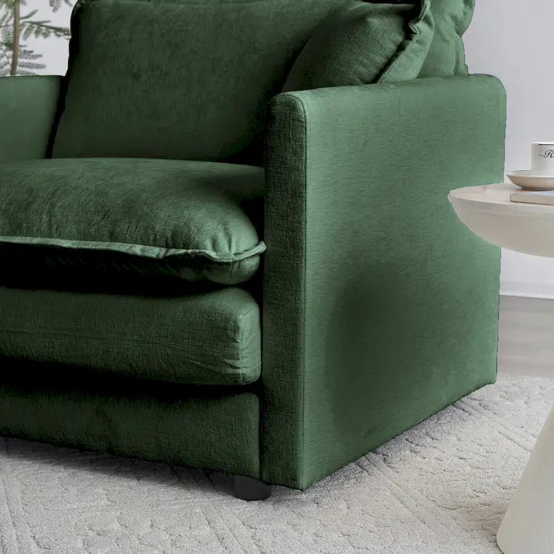 3 Piece Chenille Sofa Set with Arm Pillows and Toss Pillows, Include 2- Piece Armchairs and One 2-seat Sofa