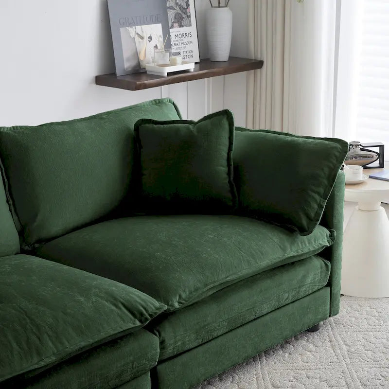 3 Piece Chenille Sofa Set with Arm Pillows and Toss Pillows, Include 2- Piece Armchairs and One 2-seat Sofa