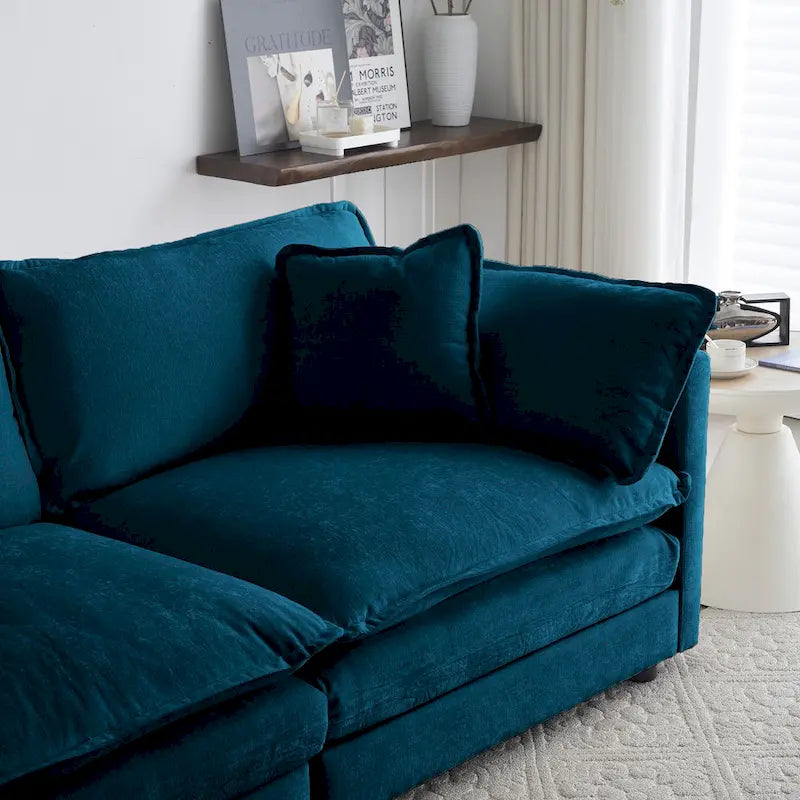 3 Piece Chenille Sofa Set with Arm Pillows and Toss Pillows, Include 2- Piece Armchairs and One 2-seat Sofa