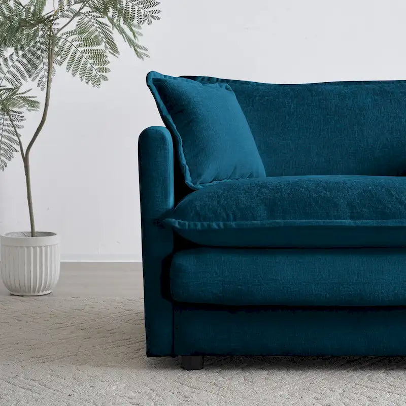 3 Piece Chenille Sofa Set with Arm Pillows and Toss Pillows, Include 2- Piece Armchairs and One 2-seat Sofa