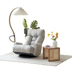 Gray Swivel Recliner with Phone Holder, Adjustable Headrest