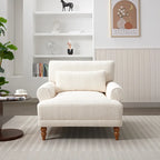 White 37.8 Velvet Accent Chair with Lumbar Support