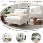 White 37.8 Velvet Accent Chair with Lumbar Support