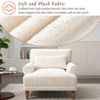 White 37.8 Velvet Accent Chair with Lumbar Support