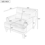 White 37.8 Velvet Accent Chair with Lumbar Support