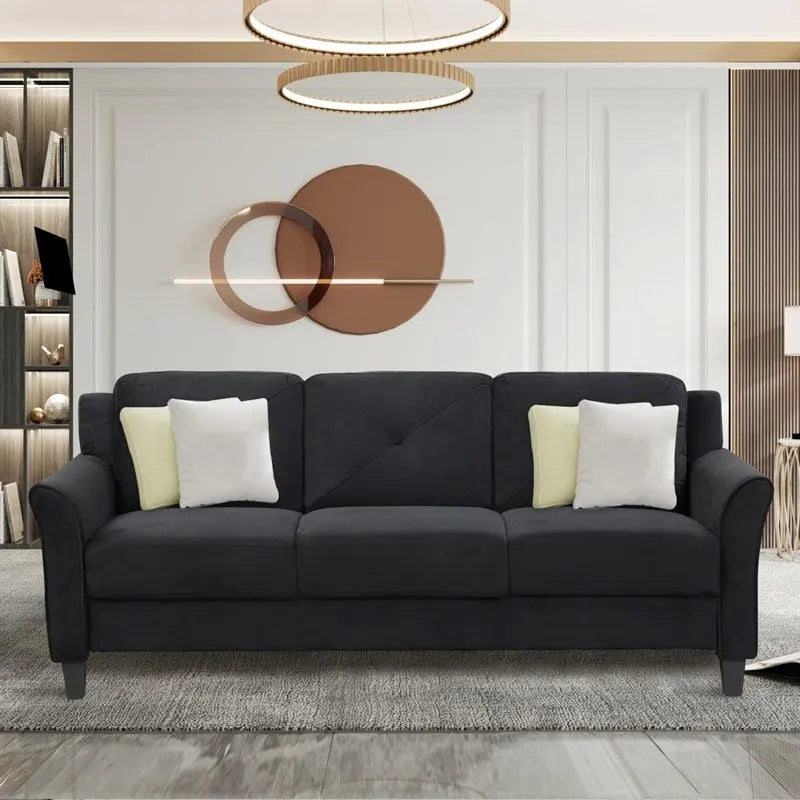 74.9 Polyester 3-Seater Sofa with Wood Frame, High Elastic Sponge Cushion