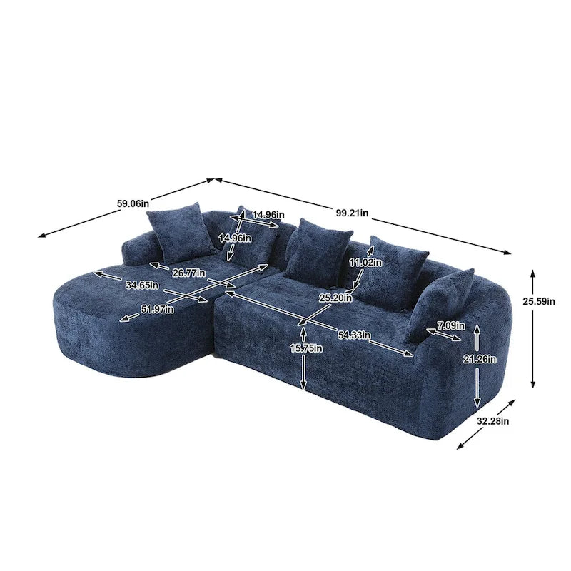 99.21W L-Shape Boucle Sofa 3 Seater