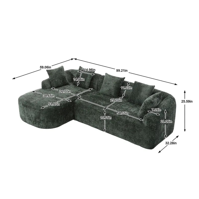 99.21W L-Shape Boucle Sofa 3 Seater