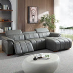 Wall-Hugger Reclining Sofa Modern Electric Control Genuine Leather L Shaped Couch, Seating Furniture with USB Port