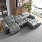 Wall-Hugger Reclining Sofa Modern Electric Control Genuine Leather L Shaped Couch, Seating Furniture with USB Port