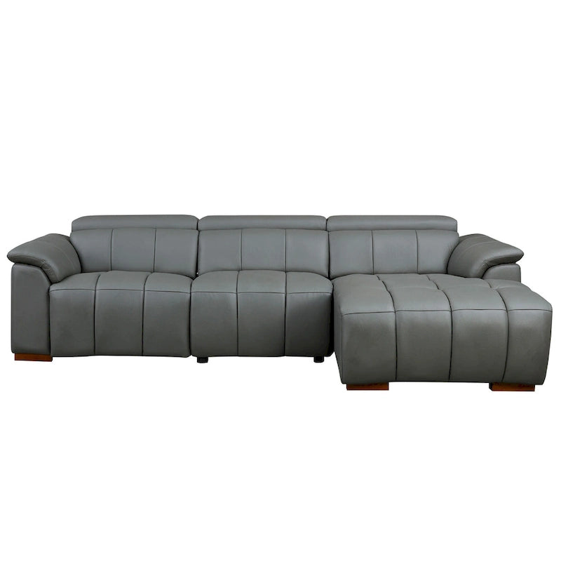 Wall-Hugger Reclining Sofa Modern Electric Control Genuine Leather L Shaped Couch, Seating Furniture with USB Port