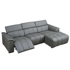 Wall-Hugger Reclining Sofa Modern Electric Control Genuine Leather L Shaped Couch, Seating Furniture with USB Port