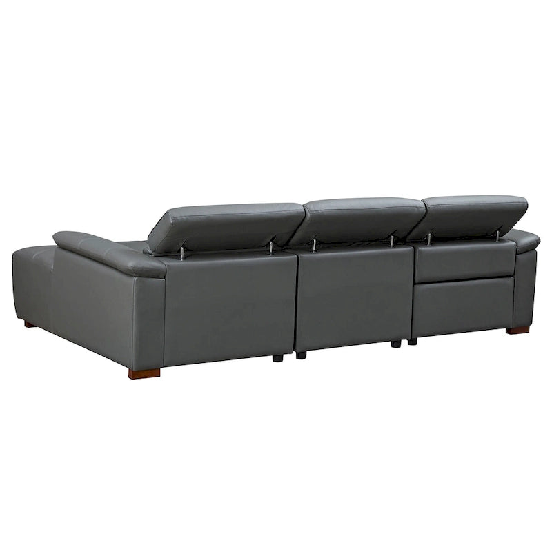 Wall-Hugger Reclining Sofa Modern Electric Control Genuine Leather L Shaped Couch, Seating Furniture with USB Port