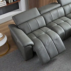Wall-Hugger Reclining Sofa Modern Electric Control Genuine Leather L Shaped Couch, Seating Furniture with USB Port
