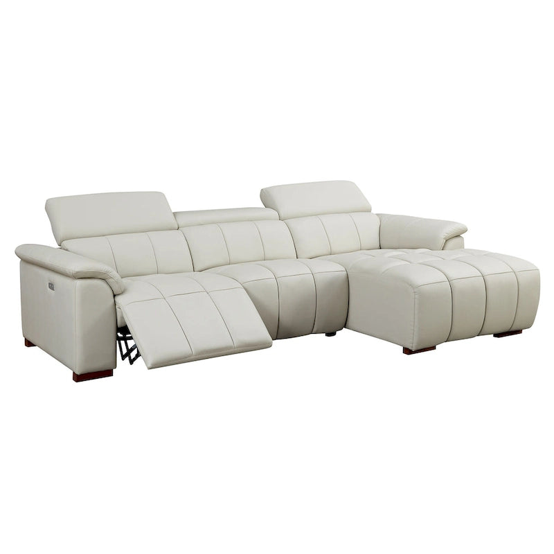 Wall-Hugger Reclining Sofa Modern Electric Control Genuine Leather L Shaped Couch, Seating Furniture with USB Port