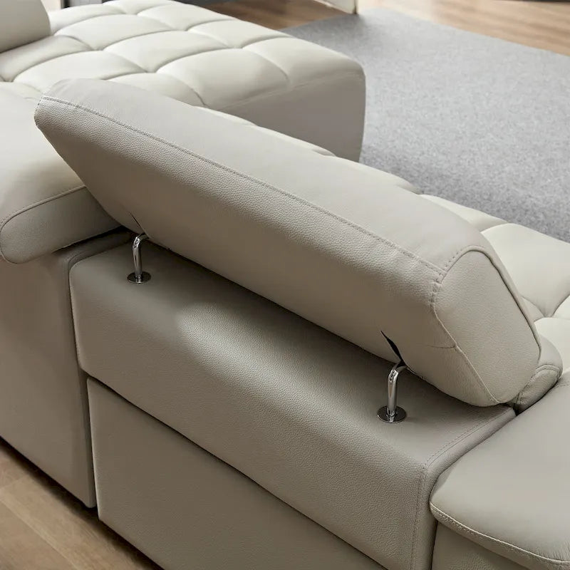 Wall-Hugger Reclining Sofa Modern Electric Control Genuine Leather L Shaped Couch, Seating Furniture with USB Port