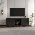 Black 70.08 TV Stand with Doors & Open Compartments for 60 TVs