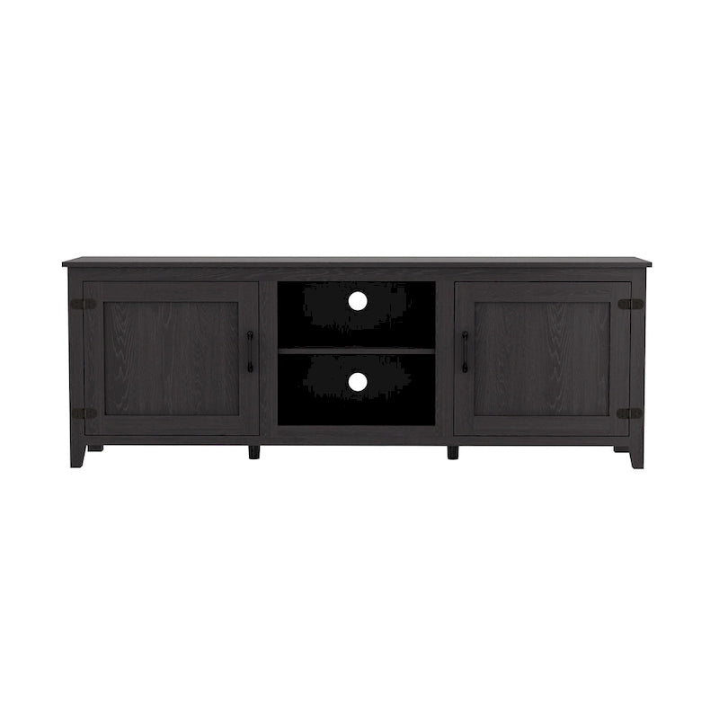 Black 70.08 TV Stand with Doors & Open Compartments for 60 TVs