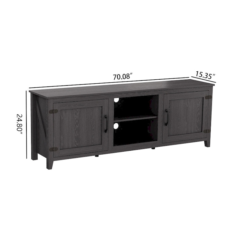 Black 70.08 TV Stand with Doors & Open Compartments for 60 TVs