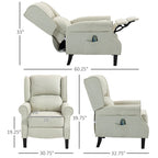 White Linen Wingback Recliner with Vibration Massage, Heat, Footrest