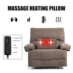 Oversized Velvet Recliner with Massage, Heating, Lumbar Pillow