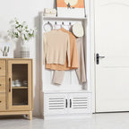 Light Oak and White Shoe Cabinet with Drop Down Drawer