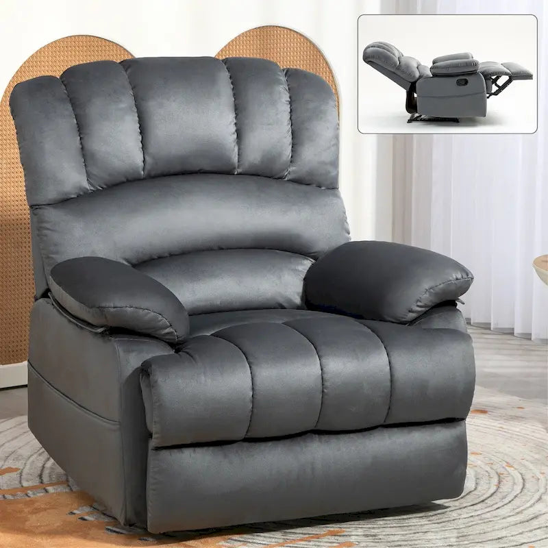 Large Manual Recliner Chair in Fabric for Living Room