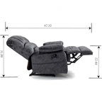 Large Manual Recliner Chair in Fabric for Living Room