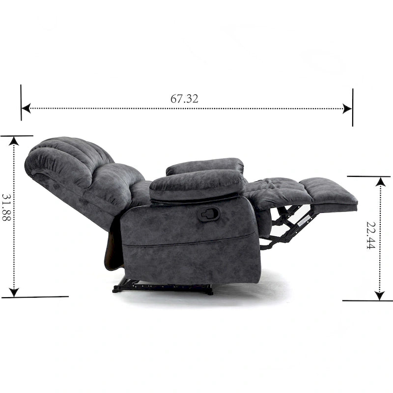 Large Manual Recliner Chair in Fabric for Living Room