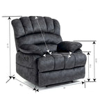 Large Manual Recliner Chair in Fabric for Living Room