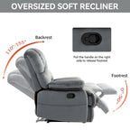 Large Manual Recliner Chair in Fabric for Living Room