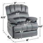 Large Manual Recliner Chair in Fabric for Living Room