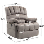 Large Manual Recliner Chair in Fabric for Living Room