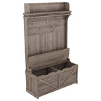 74 3-In-1 Hall Tree Storage Bench and Coat Rack with 5 Hooks, and Anti-Topple Anchor for Entryway