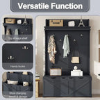 74 3-In-1 Hall Tree Storage Bench and Coat Rack with 5 Hooks, and Anti-Topple Anchor for Entryway