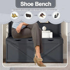 74 3-In-1 Hall Tree Storage Bench and Coat Rack with 5 Hooks, and Anti-Topple Anchor for Entryway