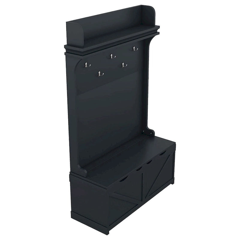 74 3-In-1 Hall Tree Storage Bench and Coat Rack with 5 Hooks, and Anti-Topple Anchor for Entryway