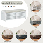 Entryway Shoe Cabinet, Distressed Shutter Storage Bench with Acacia Veneer for Retro Charm for Living Room, Entryway