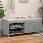 Entryway Shoe Cabinet, Distressed Shutter Storage Bench with Acacia Veneer for Retro Charm for Living Room, Entryway