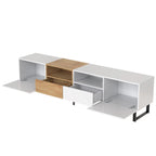 TV Stand with 2 Cabinets and Open Storage Compartment