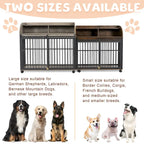 44 Heavy Duty Large Dog Crate Furniture for Large Medium Dog with Lockable Wheels, Wooden Dog Crate Dog Kennel