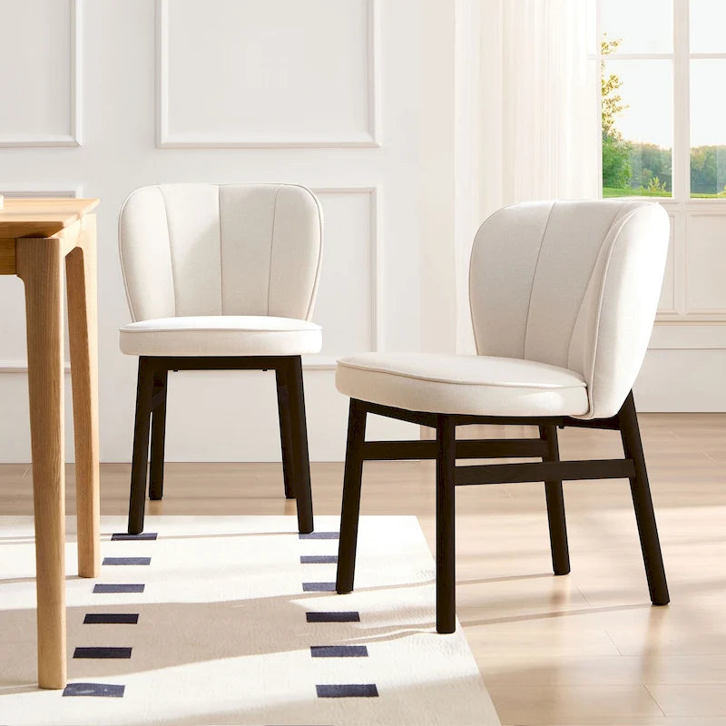 Modern Set of 2 Armless Dining Chairs with Wooden Frame and Upholstered Seat, Suitable for Kitchen, Living Room, and Restaurant