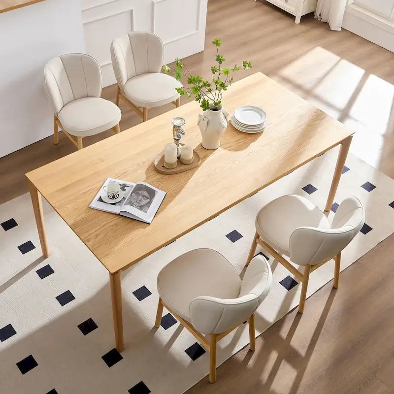 Modern Set of 2 Armless Dining Chairs with Wooden Frame and Upholstered Seat, Suitable for Kitchen, Living Room, and Restaurant