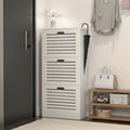 Wooden Shoe Cabinet for Entryway, White Shoe Storage Cabinet with 3 Flip Doors 20.94x9.45x43.11 inch