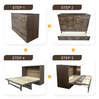 Farmhouse Style Full Size Cabinet Murphy Bed with Charging Station and Large Storage Drawer